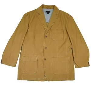 Lands End Mens Large 3 Button Jacket Sportscoat Blazer Tan Corduroy